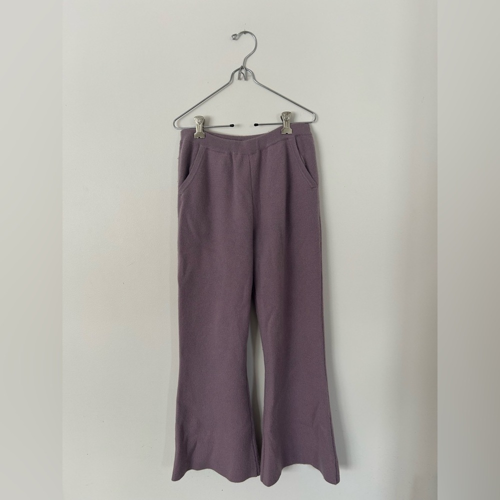 GOBI Cashmere WIDE LEG - Pants Purple Small